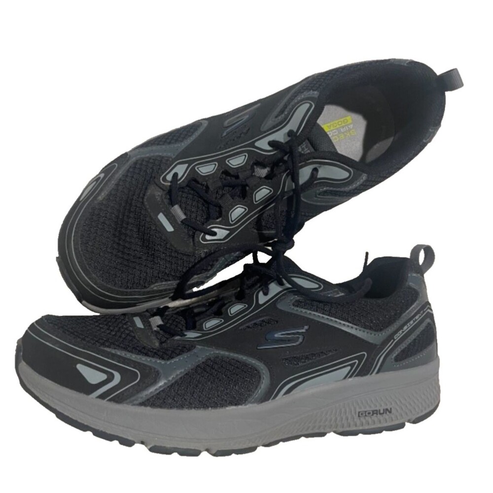 Skechers Go Run Consistent Men 11 Sneaker Black Gray Athletic Comfort Support